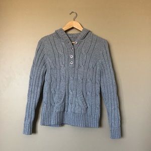 Heather Gray Cable Knit Sweater Hoodie